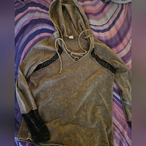 VENUS Dark Mauve Hoodie with Black Details